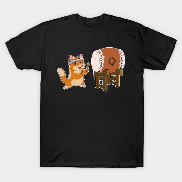 Taiko drum neko T-Shirt by Grethe_B